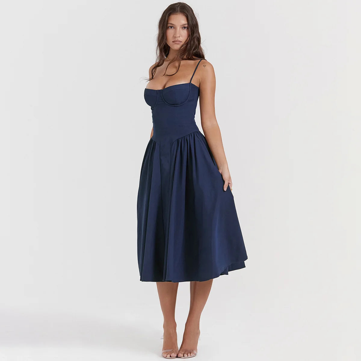Elegant Backless Spaghetti Strap Midi Dress for Women