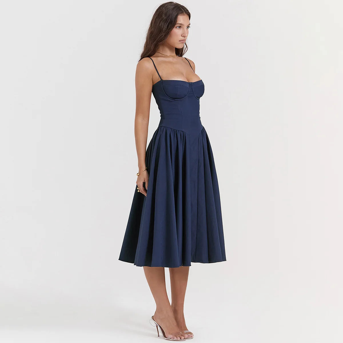 Elegant Backless Spaghetti Strap Midi Dress for Women