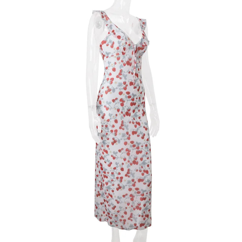 Cryptographic Floral Print Plunge Maxi Dress