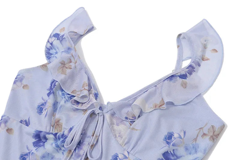 Cryptographic Floral Print Plunge Maxi Dress