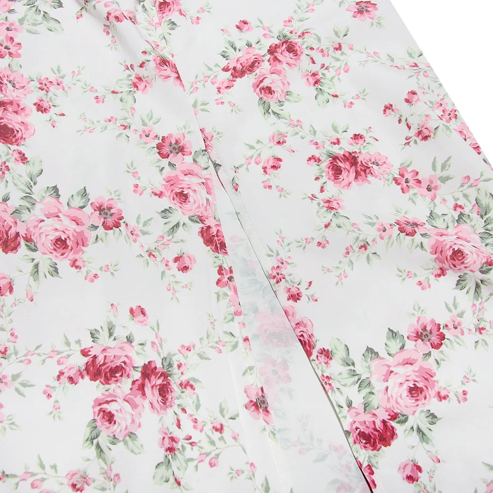 Suninheart Floral Print Midi Dress with Slit and Lace-Up Detail