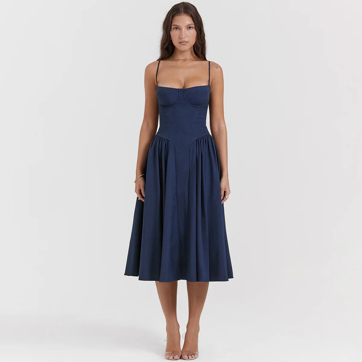 Elegant Backless Spaghetti Strap Midi Dress for Women