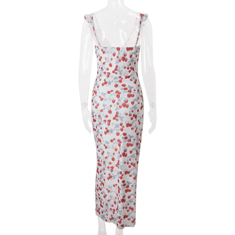 Cryptographic Floral Print Plunge Maxi Dress