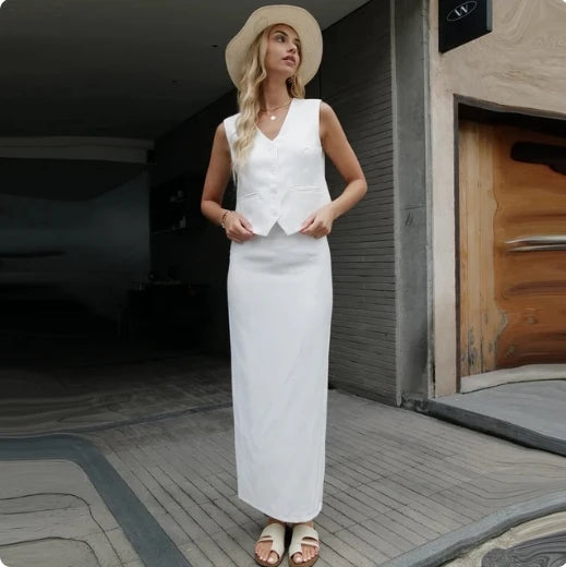KALEIRDA Women's 2025 Summer Vest and Skirt Set