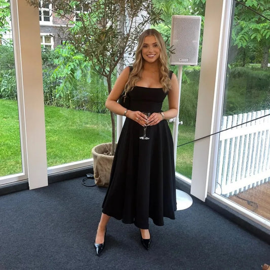 Julissa MO Sexy Square Collar Maxi Dress with Spaghetti Straps