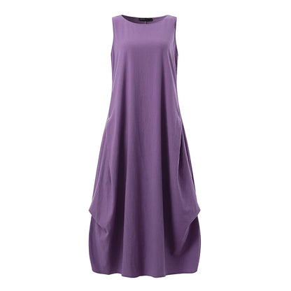 ZANZEA Oversized Cotton Maxi Dress for Women - Casual Sleeveless Summer Style