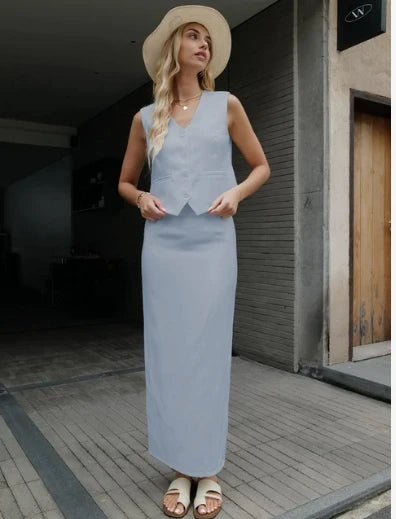 KALEIRDA Women's 2025 Summer Vest and Skirt Set