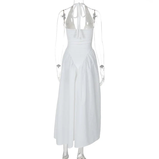 Elegant V-Neck Backless Maxi Dress for Women