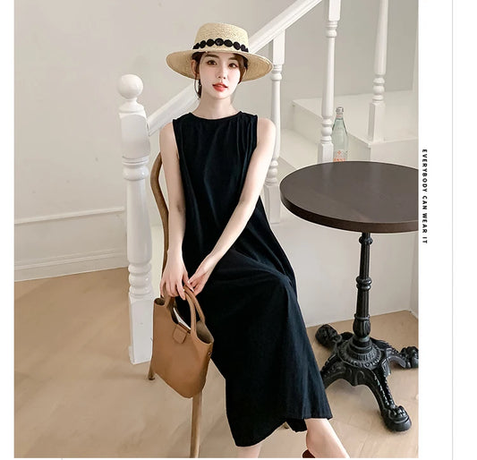 NYFS 2025 Summer Loose Cotton A-Line Backless Dress for Women (L-4XL)