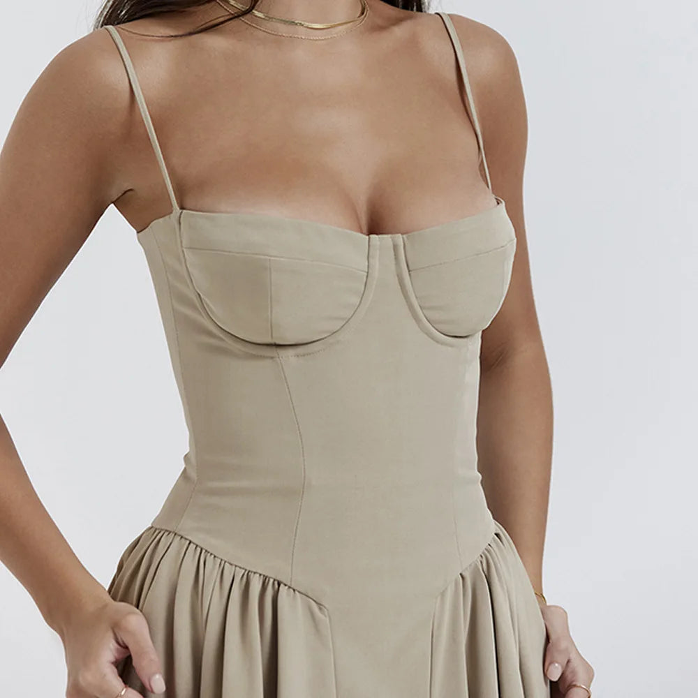 Elegant Backless Spaghetti Strap Midi Dress for Women