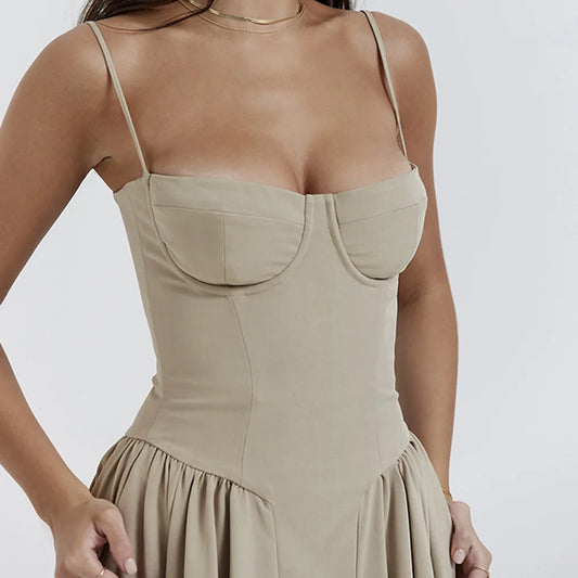Elegant Backless Spaghetti Strap Midi Dress for Women