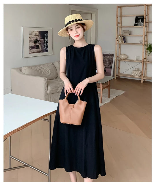 NYFS 2025 Summer Loose Cotton A-Line Backless Dress for Women (L-4XL)