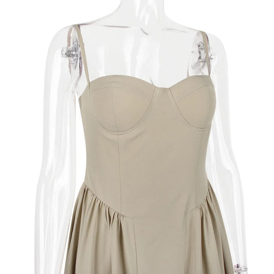 Elegant Backless Spaghetti Strap Midi Dress for Women