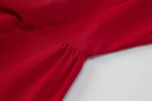 Suninheart 2025 Elegant Red Sleeveless Midi Dress