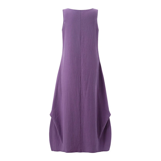 ZANZEA Oversized Cotton Maxi Dress for Women - Casual Sleeveless Summer Style