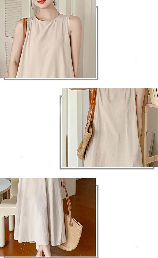 NYFS 2025 Summer Loose Cotton A-Line Backless Dress for Women (L-4XL)