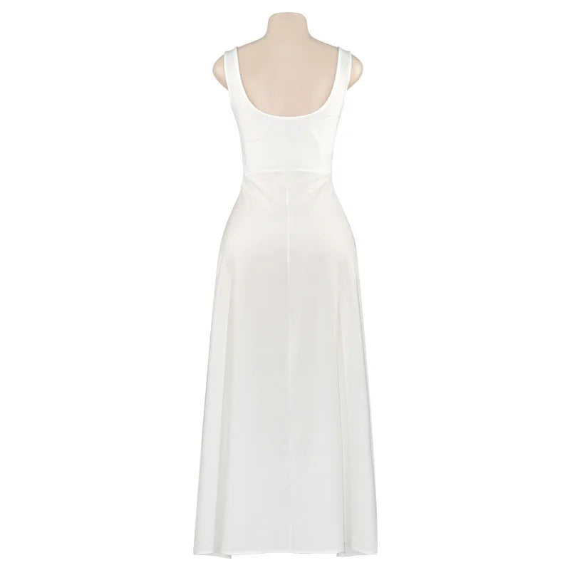 Julissa MO Sexy Square Collar Maxi Dress with Spaghetti Straps