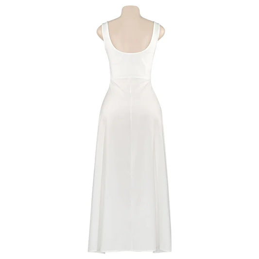 Julissa MO Sexy Square Collar Maxi Dress with Spaghetti Straps