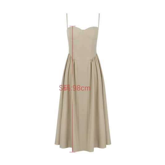 Elegant Backless Spaghetti Strap Midi Dress for Women