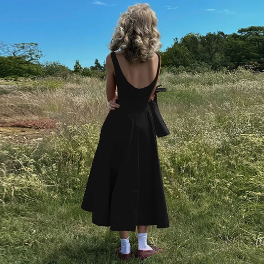 Suninheart 2025 Elegant Red Sleeveless Midi Dress
