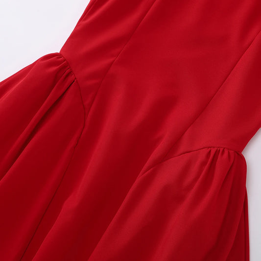 Suninheart 2025 Elegant Red Sleeveless Midi Dress