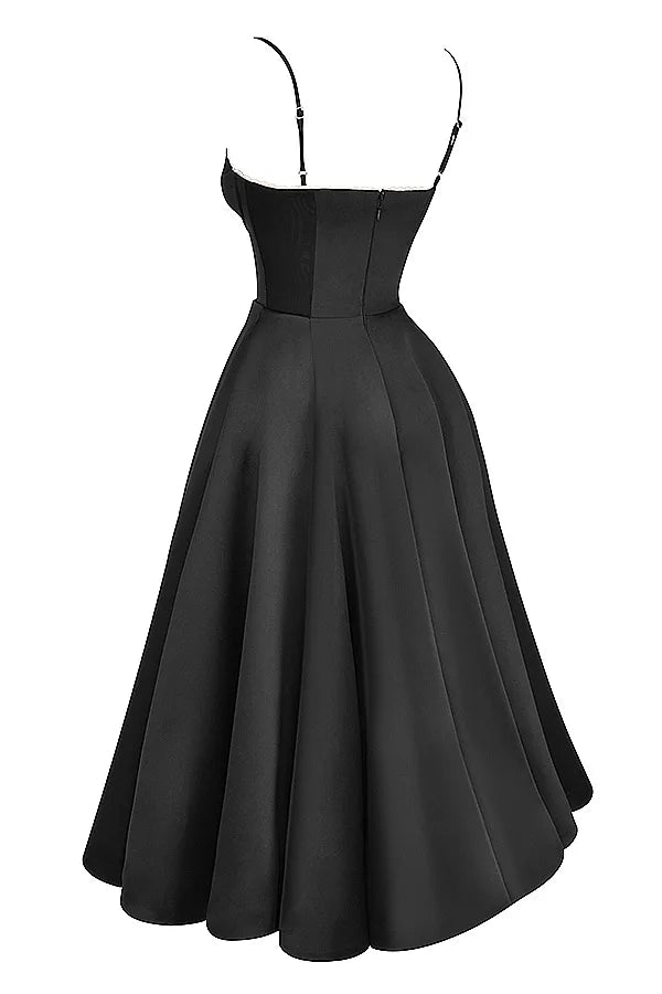 Suninheart Summer Spaghetti Strap Midi Dress with Elegant Fit and Flare Design