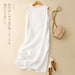 TEGIL Cotton Linen Sleeveless Round Neck Casual Dress