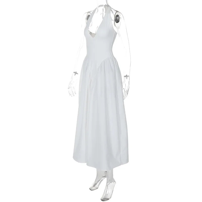 Elegant V-Neck Backless Maxi Dress for Women
