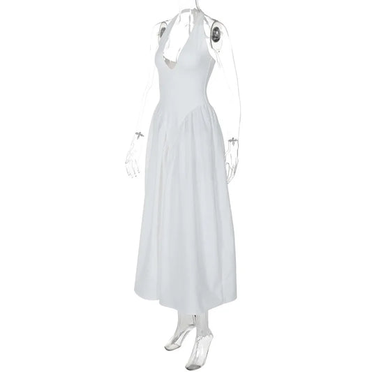 Elegant V-Neck Backless Maxi Dress for Women