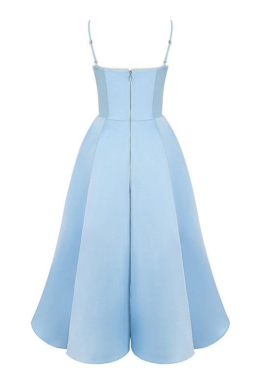 Suninheart Summer Spaghetti Strap Midi Dress with Elegant Fit and Flare Design
