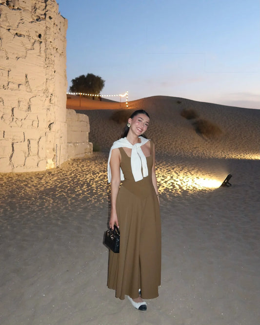 Julissa MO Sexy Square Collar Maxi Dress with Spaghetti Straps