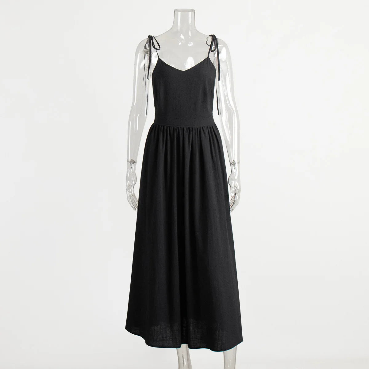 Bornladies Vintage A-line Cotton V-neck Sling Dress