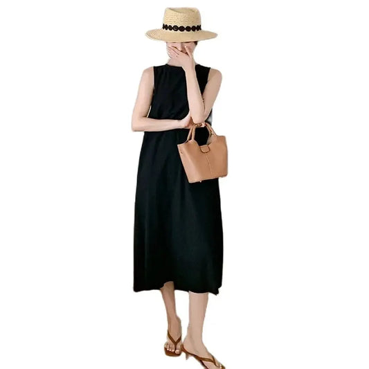 NYFS 2025 Summer Loose Cotton A-Line Backless Dress for Women (L-4XL)
