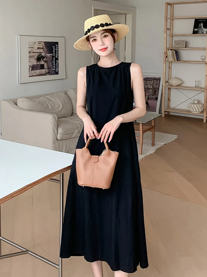 NYFS 2025 Summer Loose Cotton A-Line Backless Dress for Women (L-4XL)