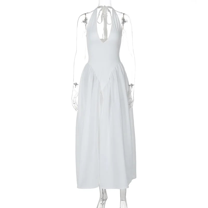 Elegant V-Neck Backless Maxi Dress for Women