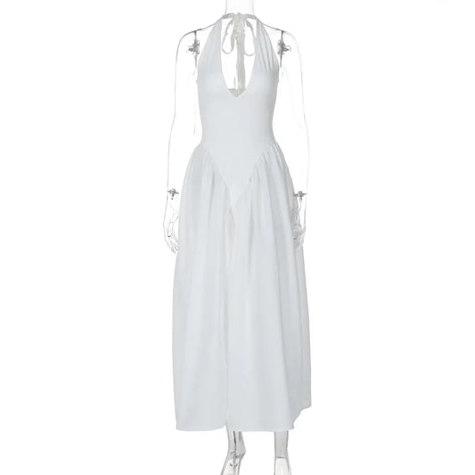 Elegant V-Neck Backless Maxi Dress for Women
