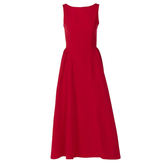 Suninheart 2025 Elegant Red Sleeveless Midi Dress
