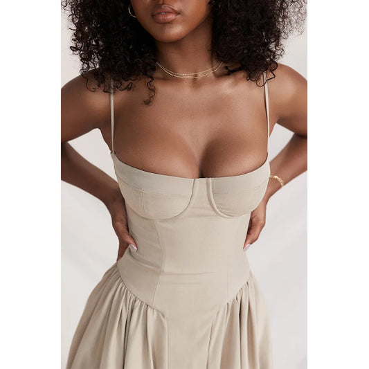 Elegant Backless Spaghetti Strap Midi Dress for Women
