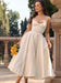 Suninheart Summer Spaghetti Strap Midi Dress with Elegant Fit and Flare Design