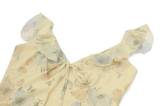Cryptographic Floral Print Plunge Maxi Dress