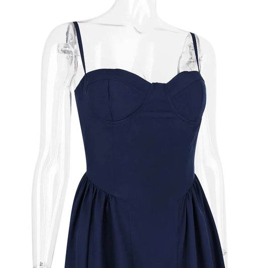 Elegant Backless Spaghetti Strap Midi Dress for Women