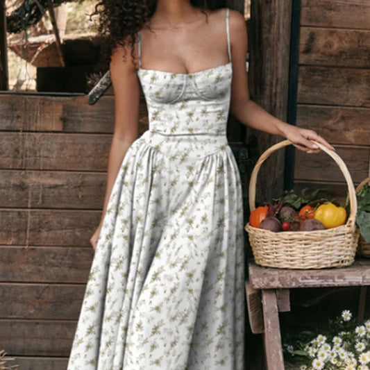 Elegant Backless Spaghetti Strap Midi Dress for Women