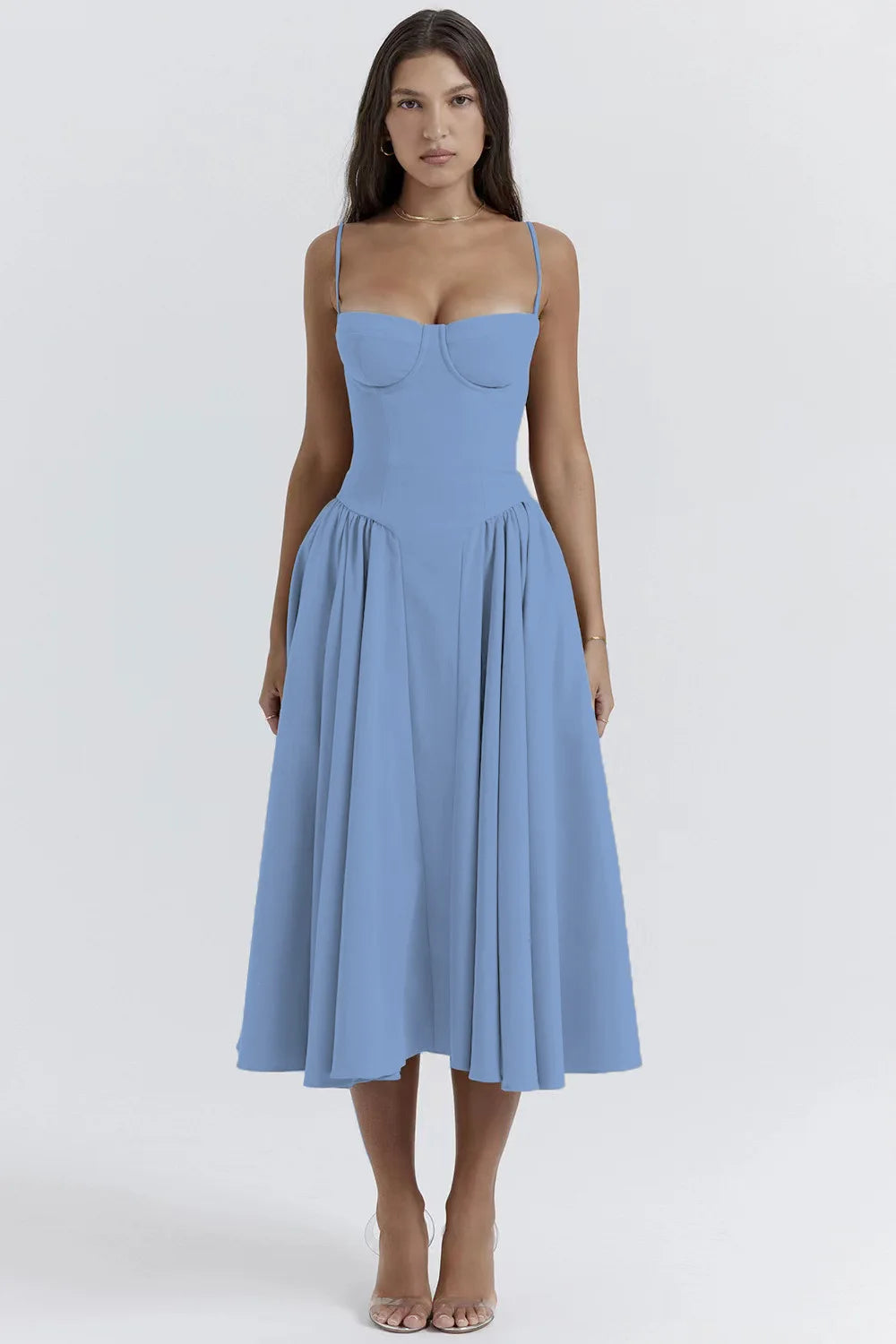 Elegant Backless Spaghetti Strap Midi Dress for Women