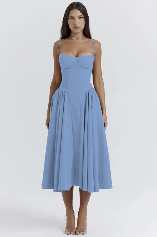Elegant Backless Spaghetti Strap Midi Dress for Women