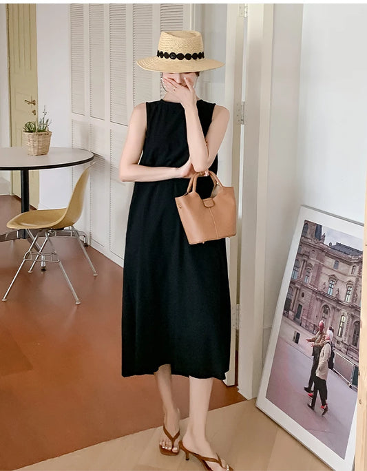 NYFS 2025 Summer Loose Cotton A-Line Backless Dress for Women (L-4XL)