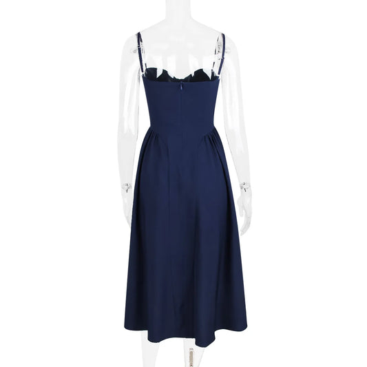 Elegant Backless Spaghetti Strap Midi Dress for Women